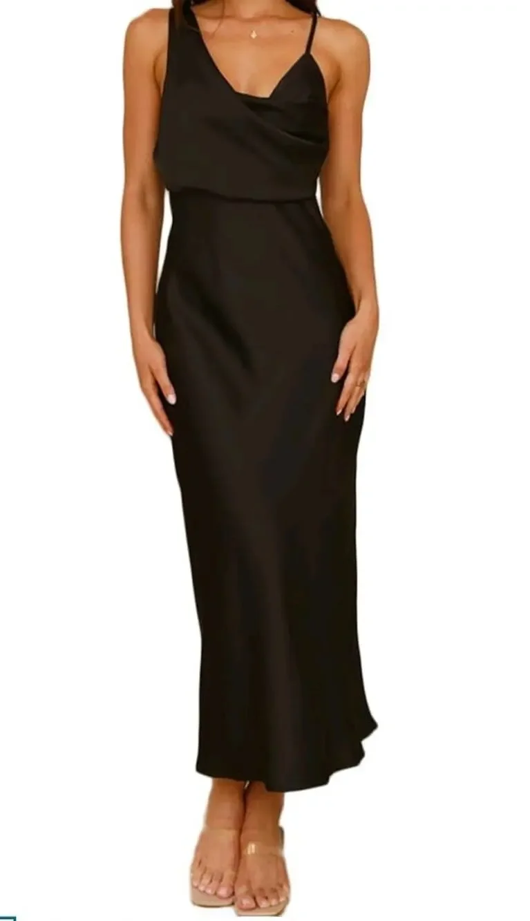 Elegant Formal Silk Spaghetti Strap Backless Wedding Guest Dresses